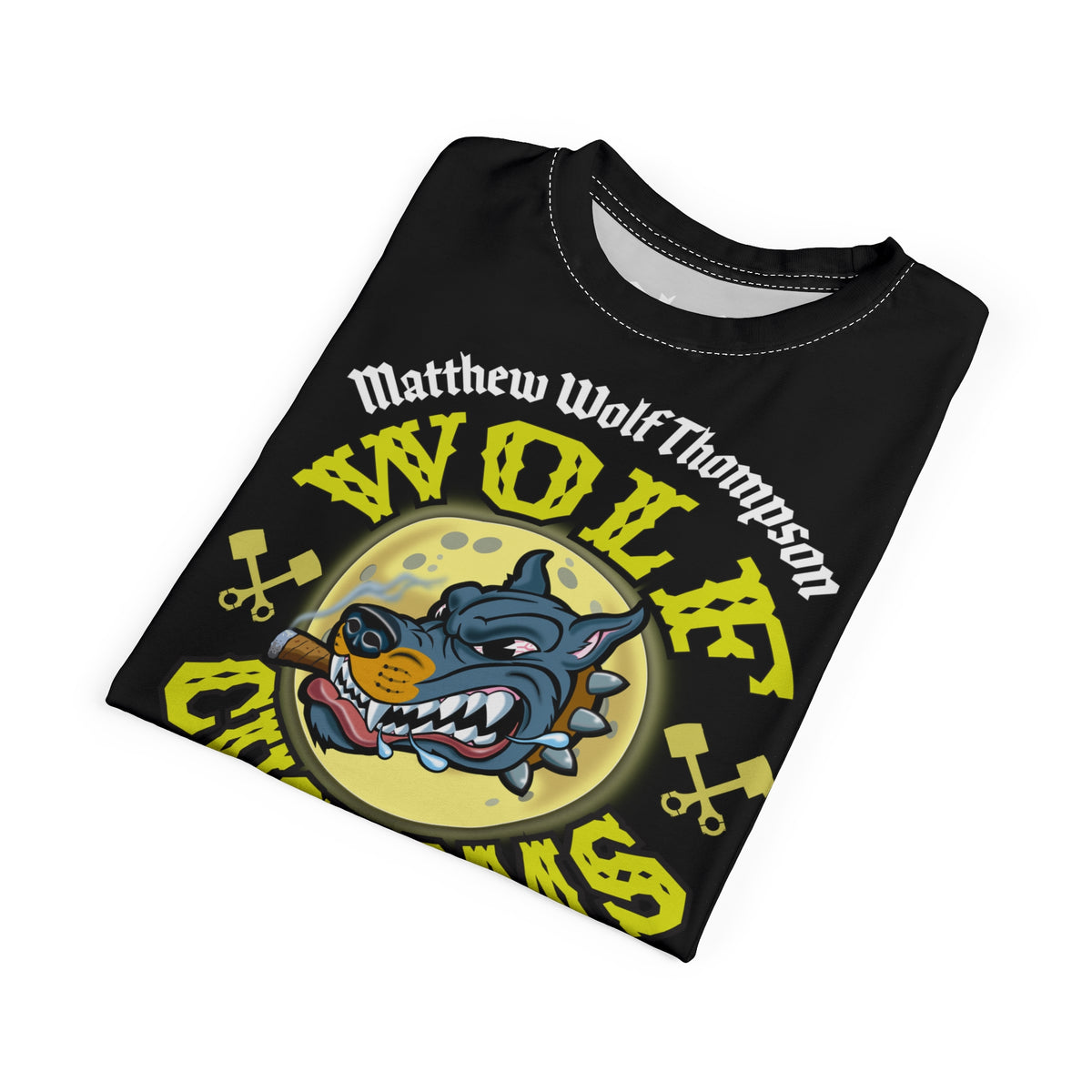 MWT Wolf Customs 13 Black & XL Graphics-Retro Style Super Riding Tee — Retro Motorcycle Club Shirt, The Best Biker Riding Tee EVER !!!