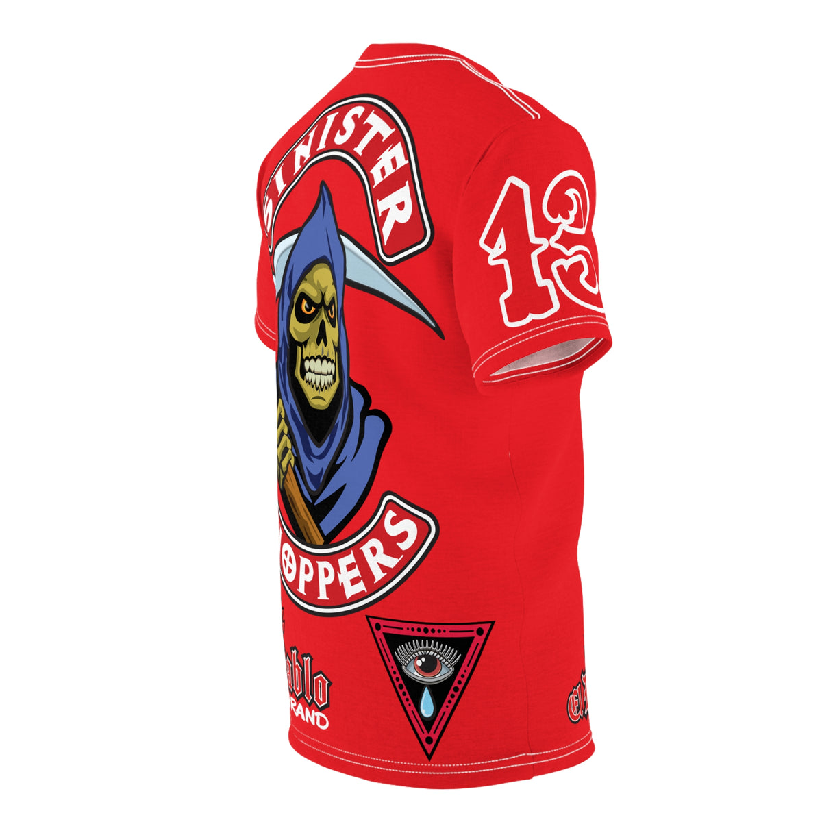 SRT Sinister Choppers Reaper HiViz Super Tee - Bad Attitude Skull Design for Bikers