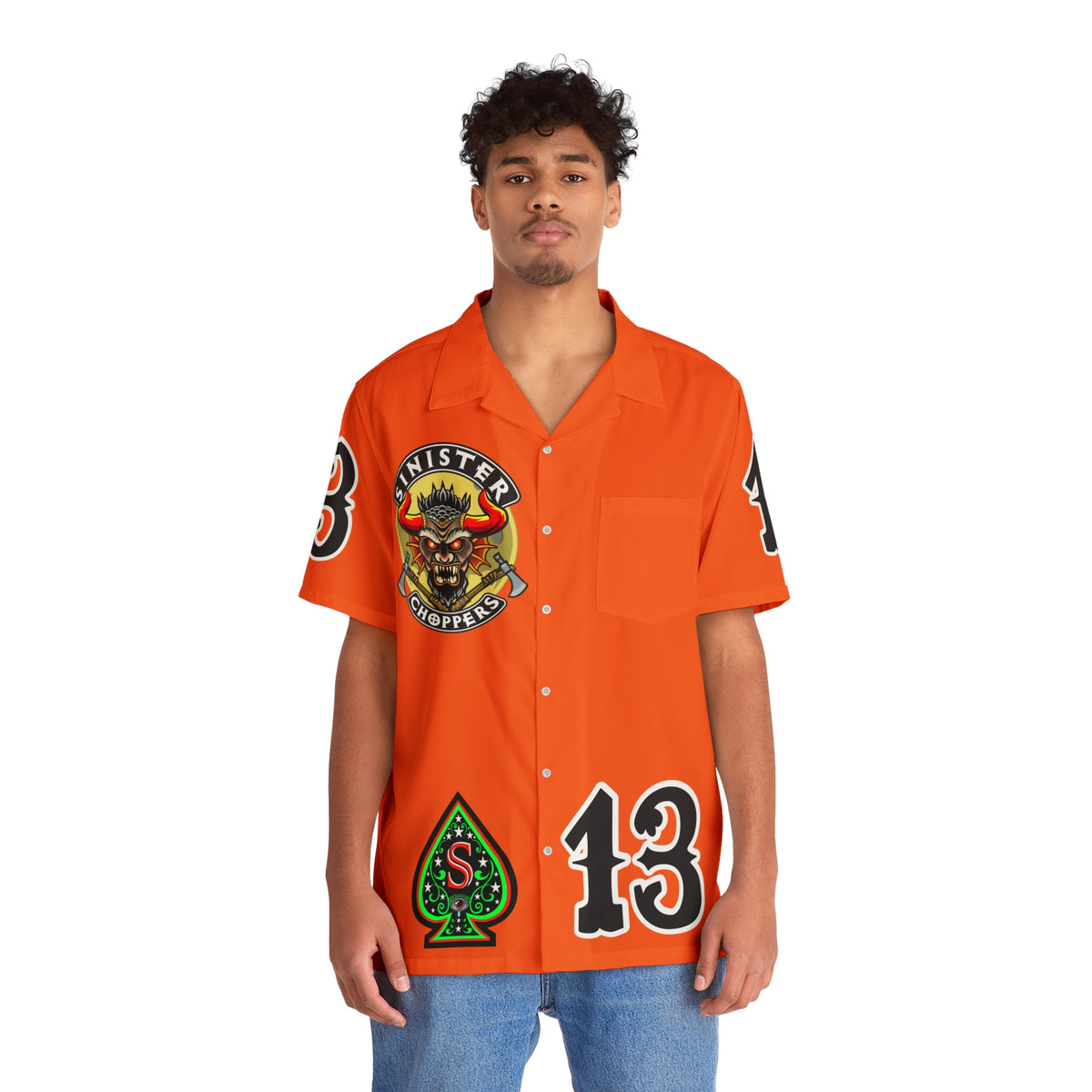 Big Bopper Sinister Choppers - Men's Hawaiian Shirt - Loose, Comfortable Button Up Shirt for Easy Breezy Riding - Sizes to 5XL