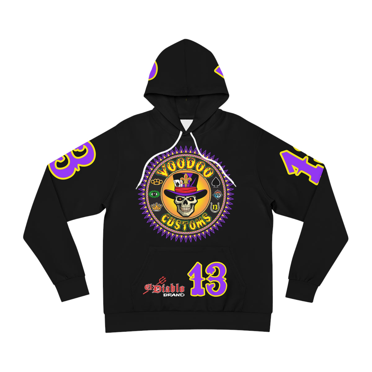 HoodZ VooDoo Custom Motorcycles Mardi Gras  Pullover Hoodie