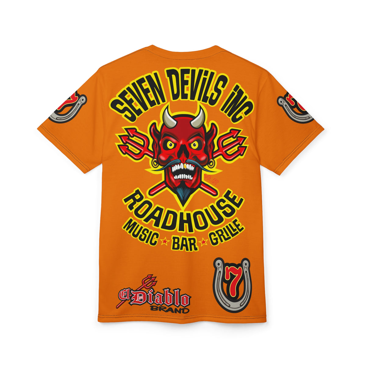 Seven Devils Road House (BLACK STAR HIVIZ LIMITED EDITION) Custom Super Riding Tee - Retro Devil Style Graphic Style