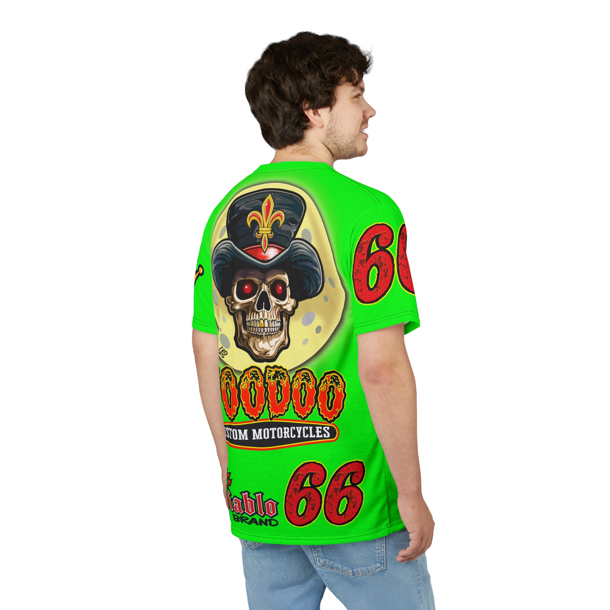 Very Special VooDoo Custom Motorcycles HiViZ  Route 66 Unisex Super Tee - High Performance Riding Gear