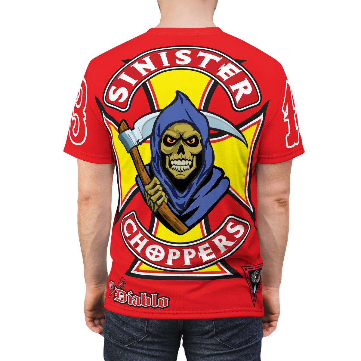 Sinister Choppers Grimm Reaper HiViz Super Tee - Unisex Skull Design for Bikers
