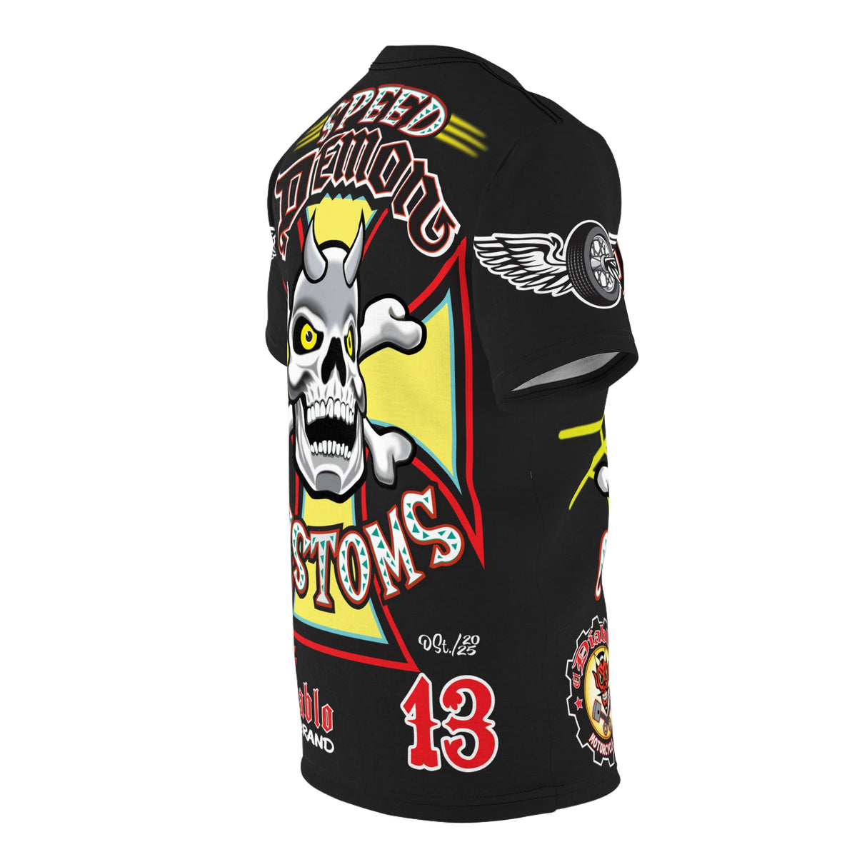 Speed Demon Customs Spectacular HiViz Super Tee - Devilishly Demented Bold Biker Design