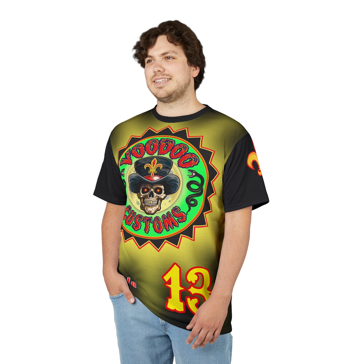 VooDoo Customs Tie Dye Black & Yelo Blast HiViz Super Tee for Harley Riders