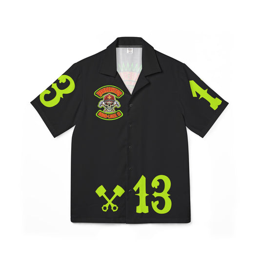 Big Bopper Hammerheads Union 13 - Men's Hawaiian Camp Shirt with Bold Graphics,  Cool Loose Biker Shirt for Riding & Partying