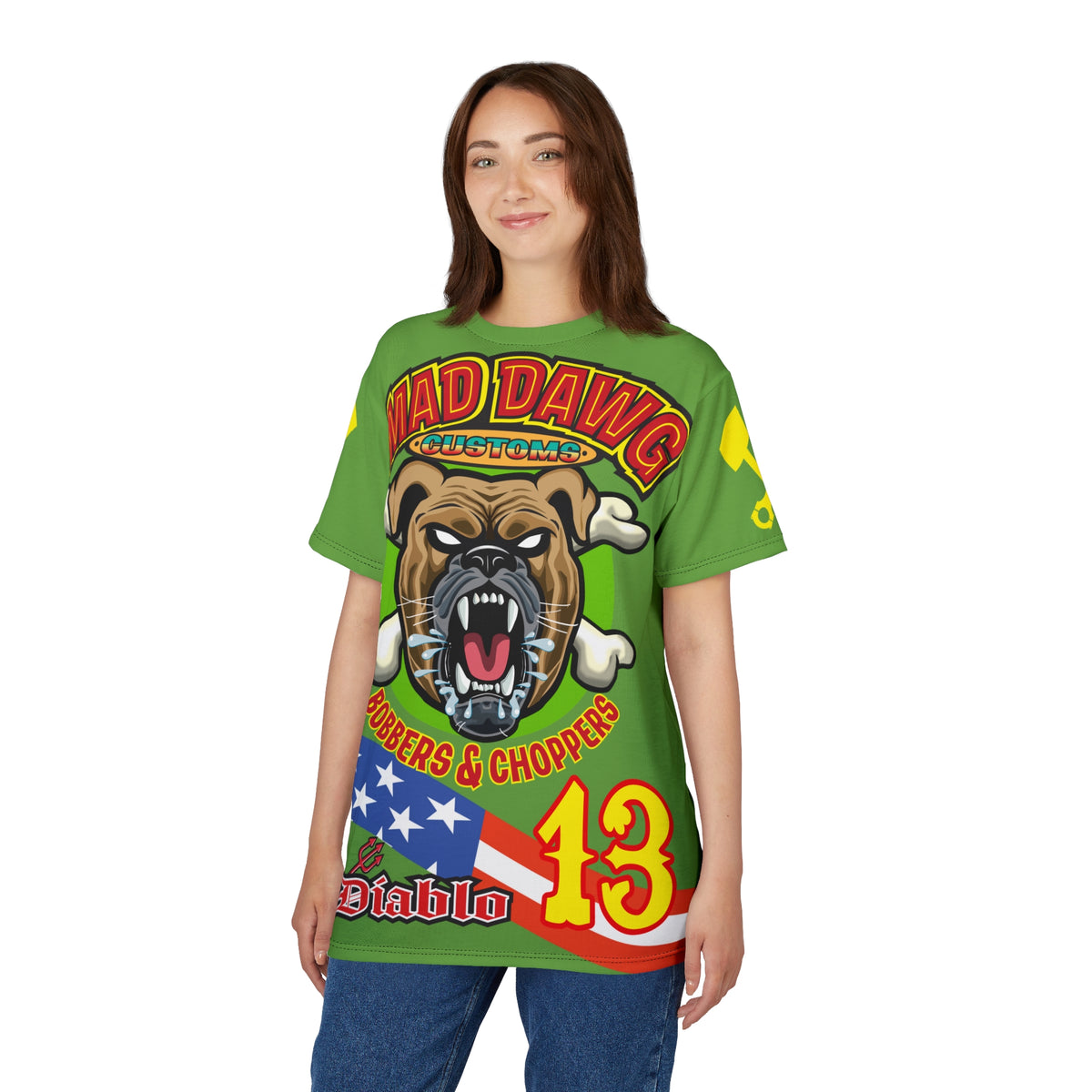 Mad Dawg Customs HiViz Americana - Motorcycle Riders Super Tee