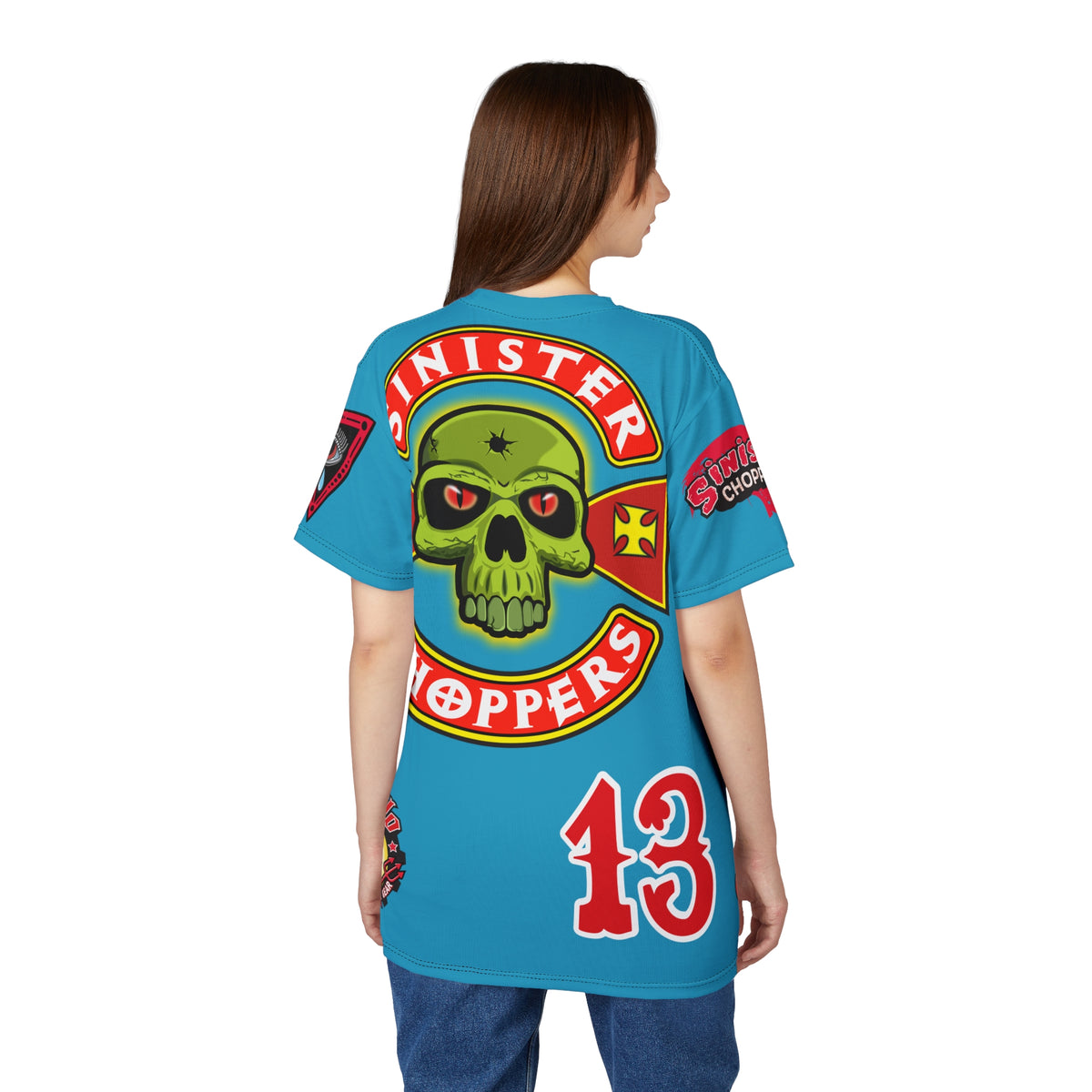 Sinister Choppers  Custom Designed Electric Blue HiViz Super Tee