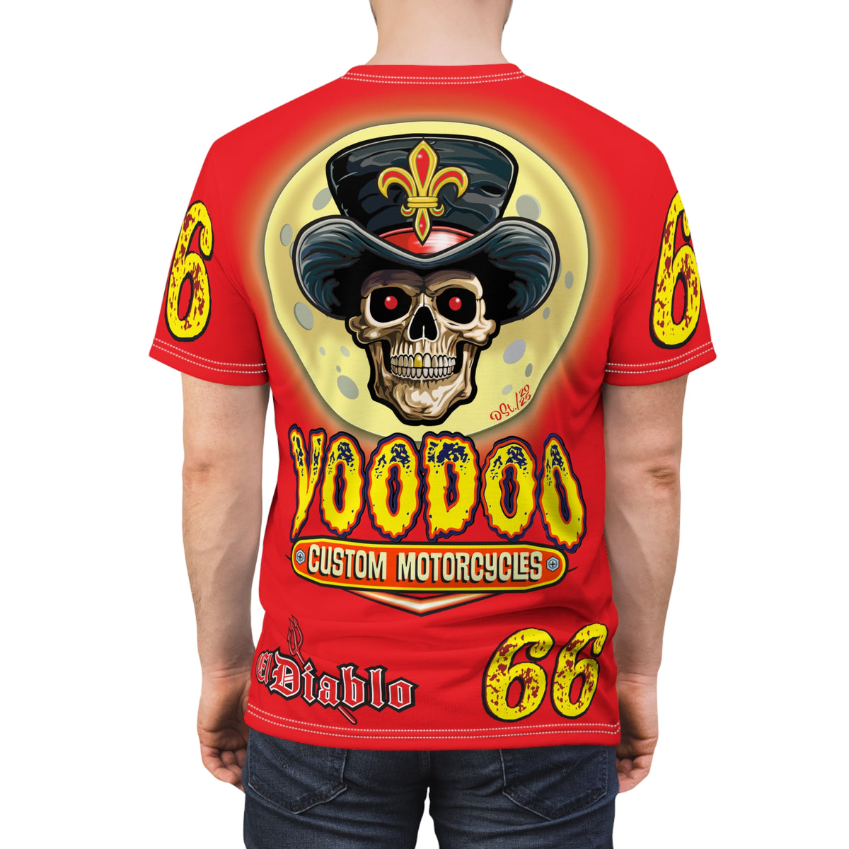 Voodoo Custom Motorcycles Unisex HiViz Tee, Edgy Graphic Shirt, Motorcycle Apparel, Skull T-Shirt, Perfect for Bikers