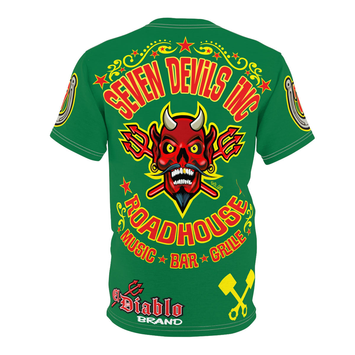 Seven Devils Inc. Roadhouse Deluxe HiViz Graphic Tee - Motorcycle Custom Riding Super Tee
