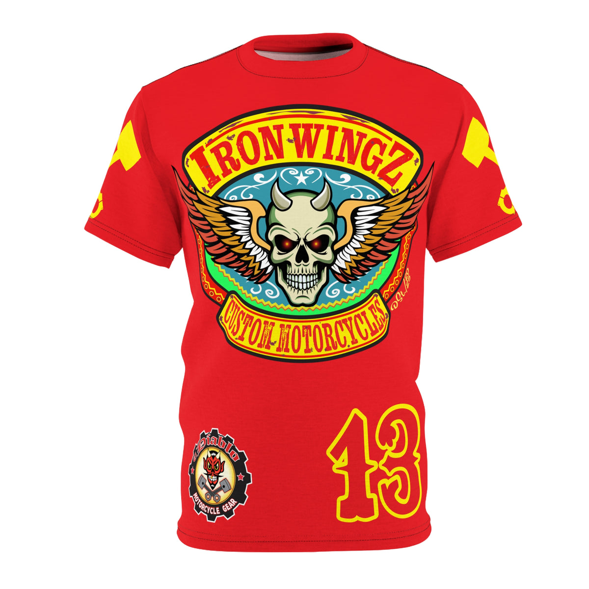 Iron WingZ Customs HIviz Graphic Super Tee, Edgy Streetwear, Customized Apparel, Gift for Bikers