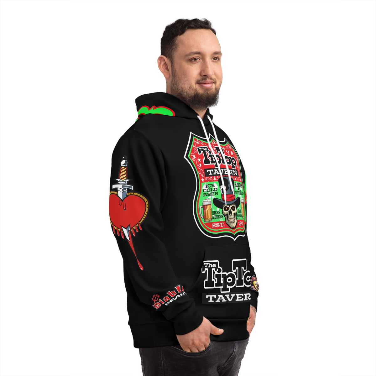 HoodZ Tip Top Tavern America's Best Dive Bar Super Hoodie - Ace of Spades Special Edition - High Visibility Lumina Green Accents