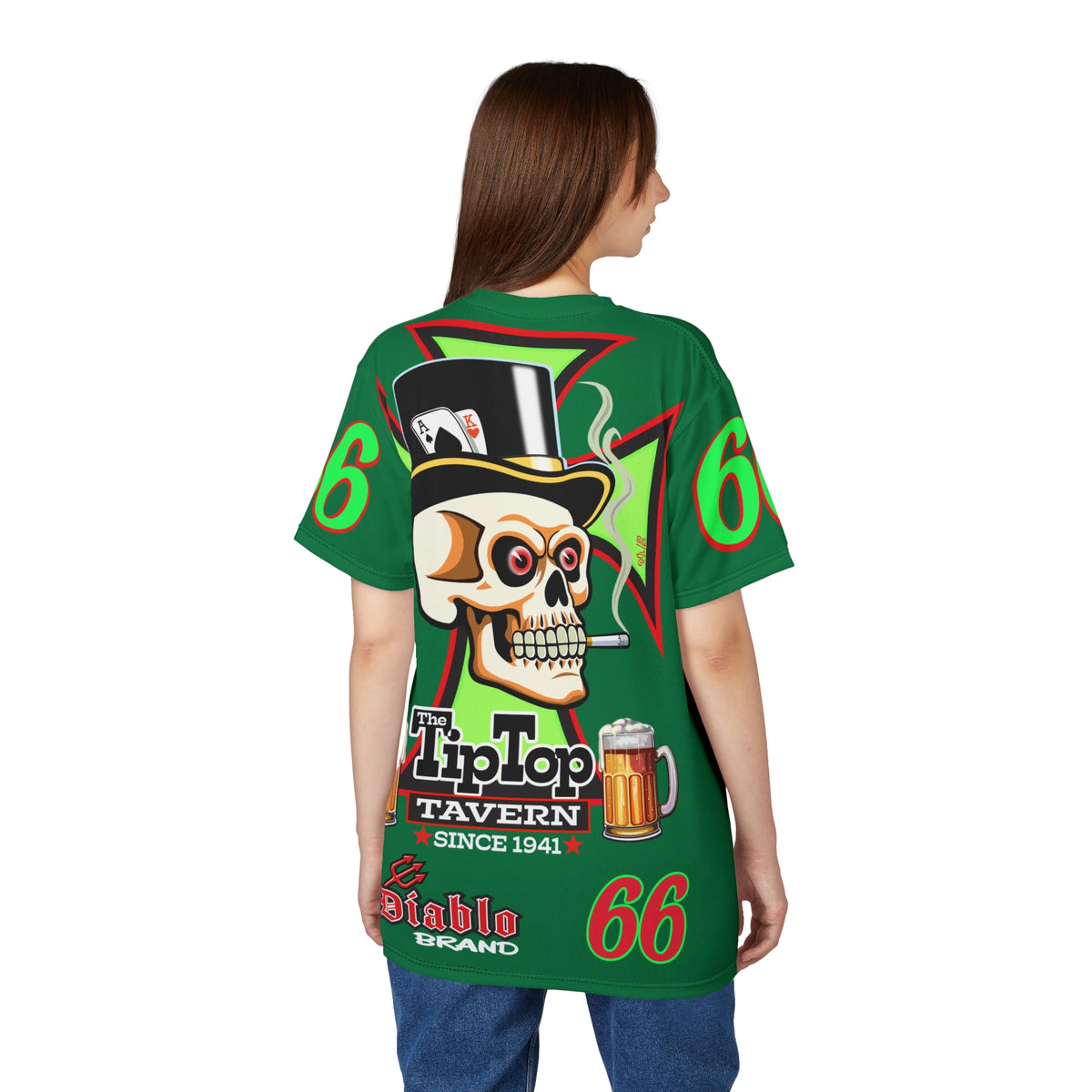Tip Top Tavern Dive Bar Super Tee - Special Edition Mean Green + XL Graphics - America's Best Dive Bar - Bikes Beers Babes & Bros. - Biker Bar Tee