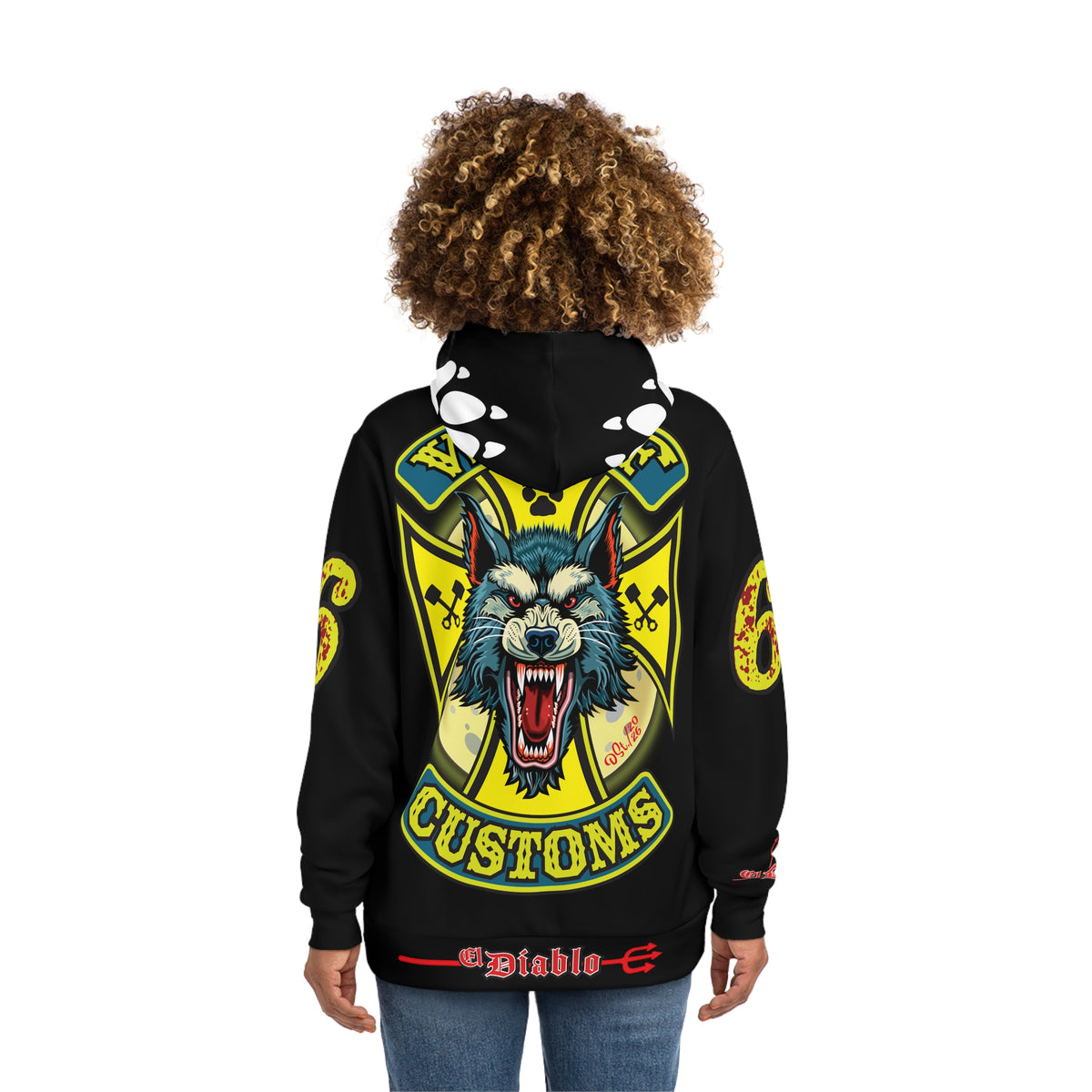 HoodZ Wolf Customs Motorcycle Hoodie — Vintage Biker Graphic Hooded Sweatshirt