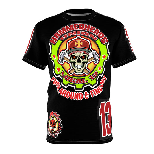 Hammerheads Union Local 13 (FAFO Version) HiViz Super Tee - Rough Tough Bad Attitude Motorcycle Riding Tee