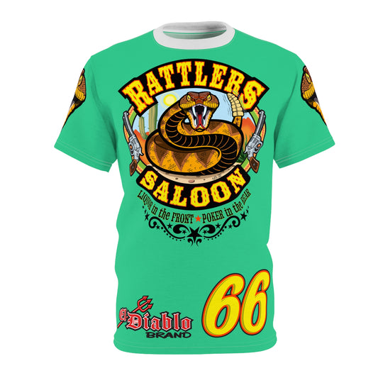 Rattlers Saloon Snake Logo Tee — Vintage Biker 66 Graphic Shirt