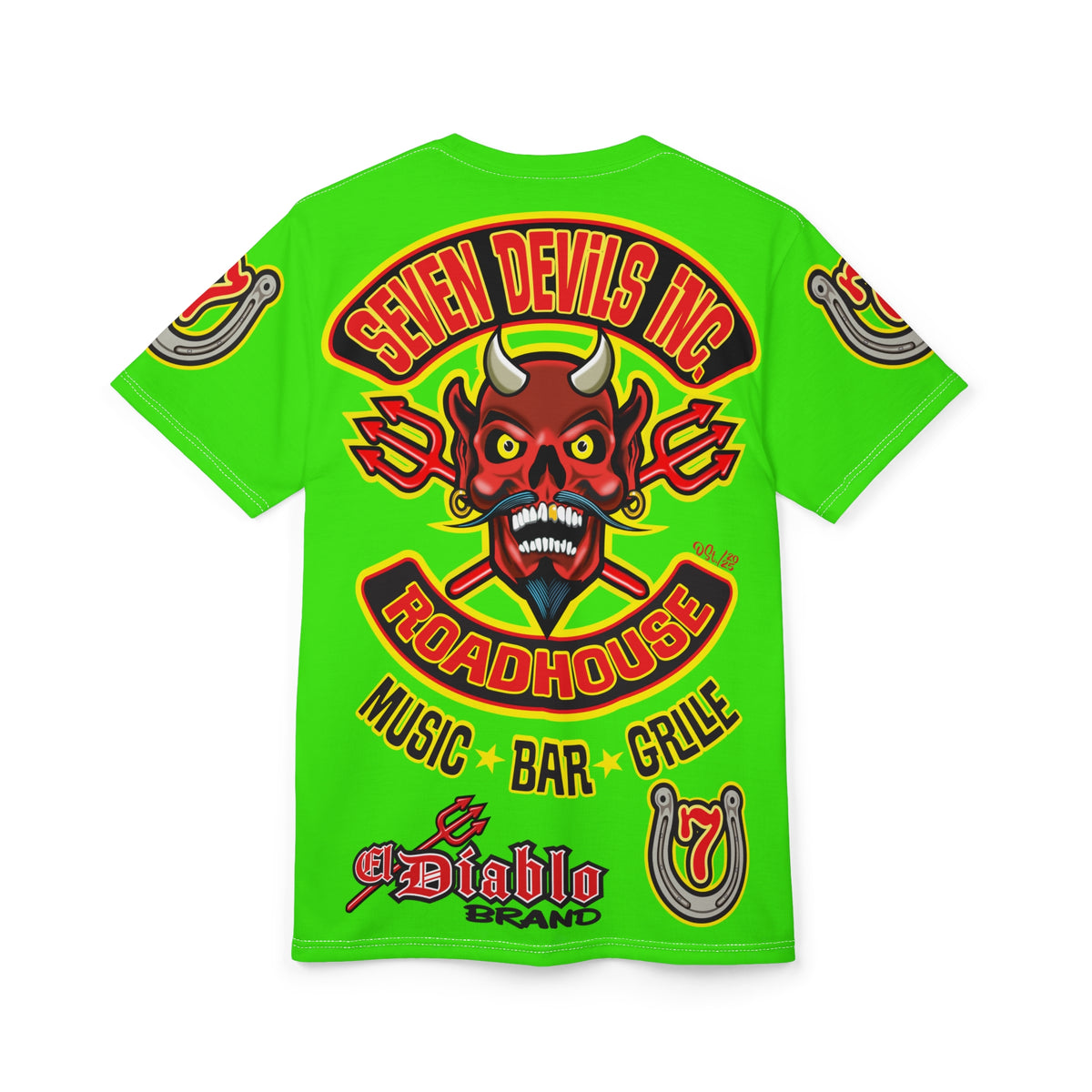 Very Special Seven Devils Inc. Roadhouse HiViZ Lumina Graphic Tee -  Motorcycle Custom Riding Super Tee