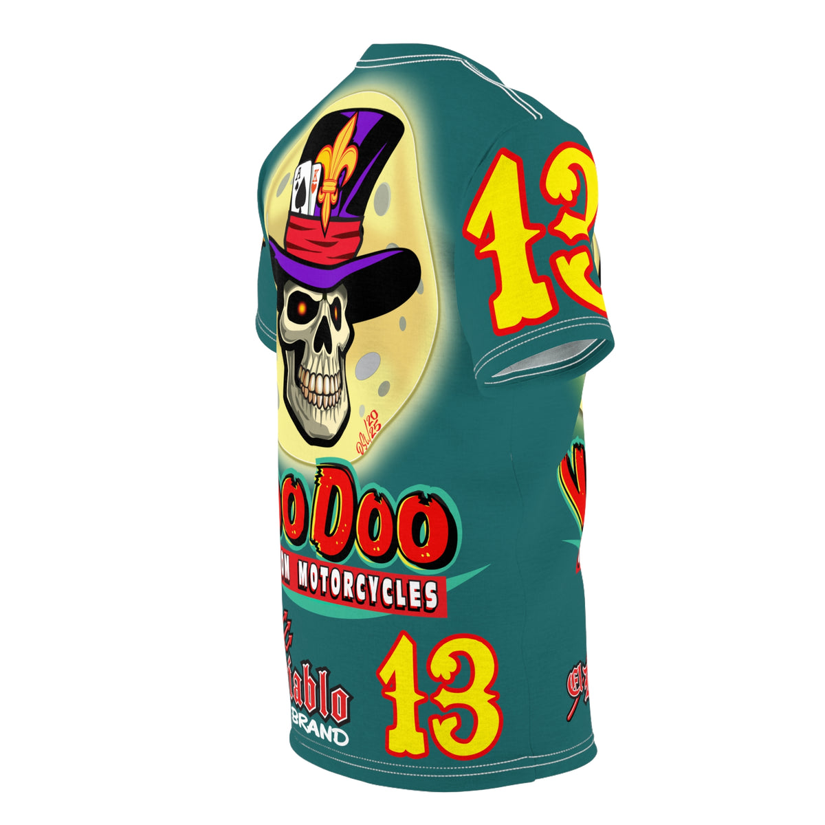 VooDoo Custom Motorcycles Mariana Blue HiViz Graphics Biker Tee