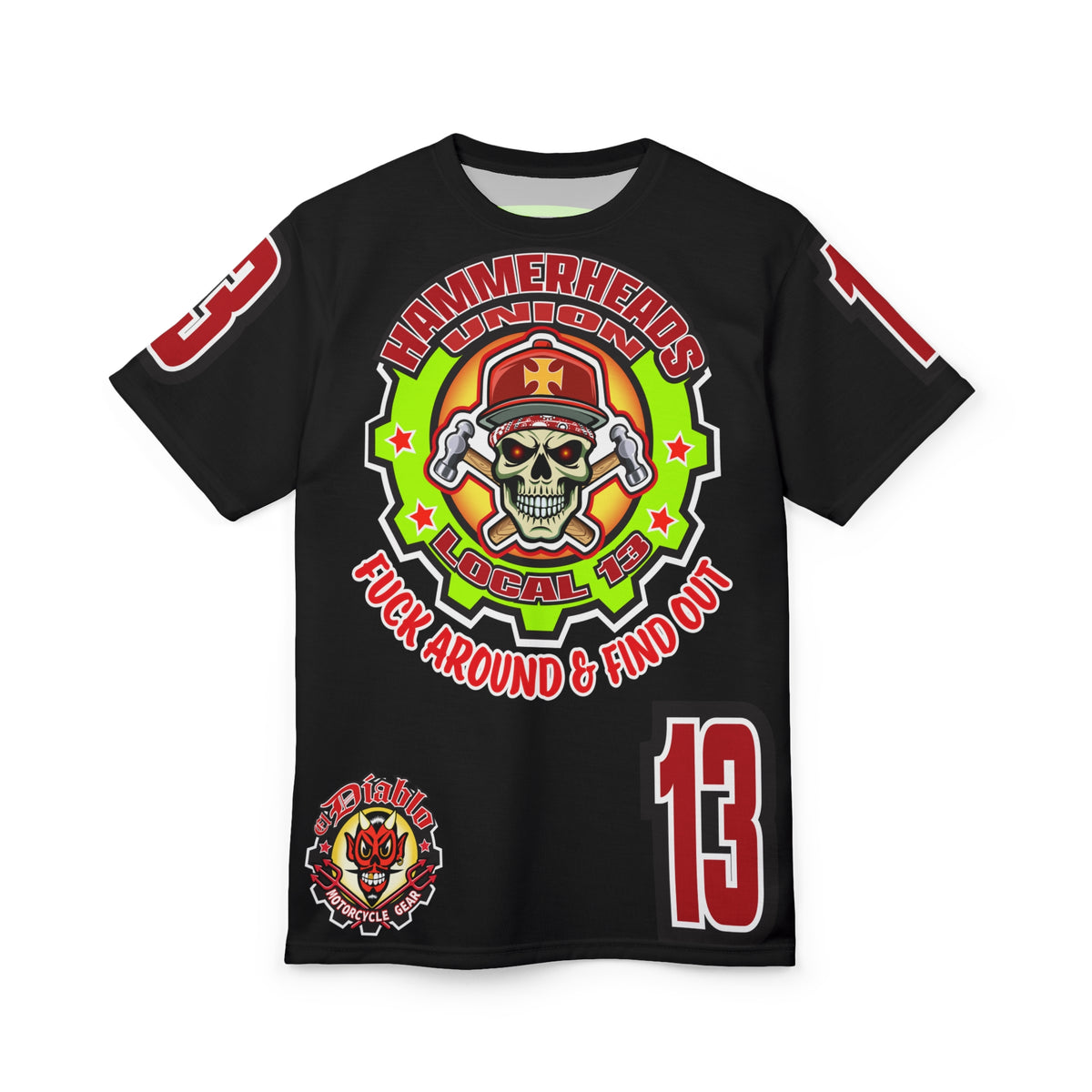 Hammerheads Union Local 13 (FAFO Version) HiViz Super Tee - Rough Tough Bad Attitude Motorcycle Riding Tee