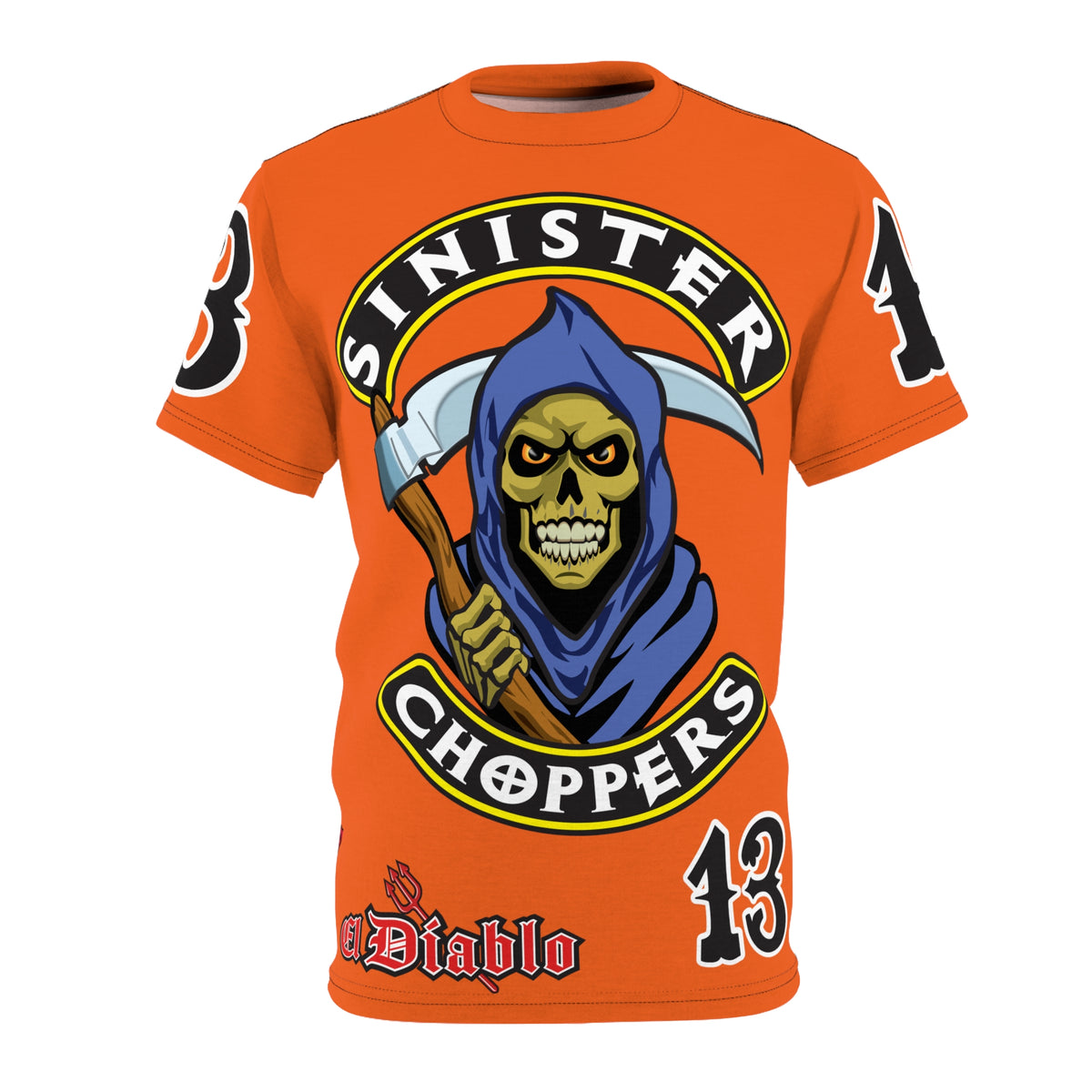 Sinister Choppers Reaper HiViz Super Tee - Unisex Skull Design for Bikers