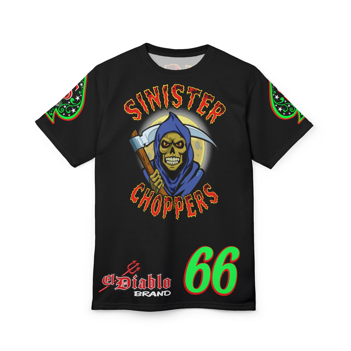 SRT Sinister Choppers Reaper Super Riding Tee - Gothic Graphic T-Shirt for Motorcycle Riders