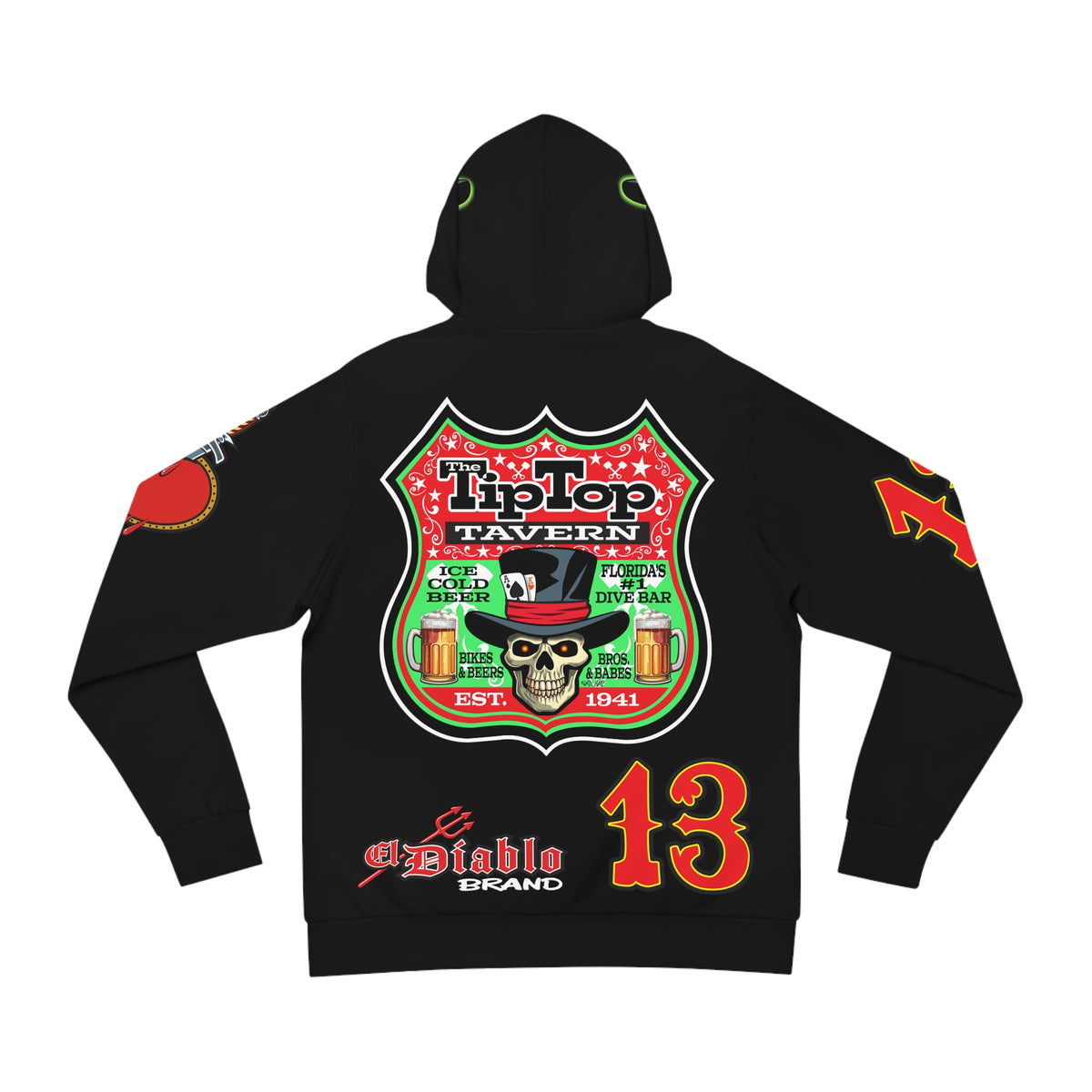 HoodZ  TipTop Tavern Graphic Hoodie, Skulls, Bar Apparel, Gift for Beer Lovers, Dive Bar Treasure