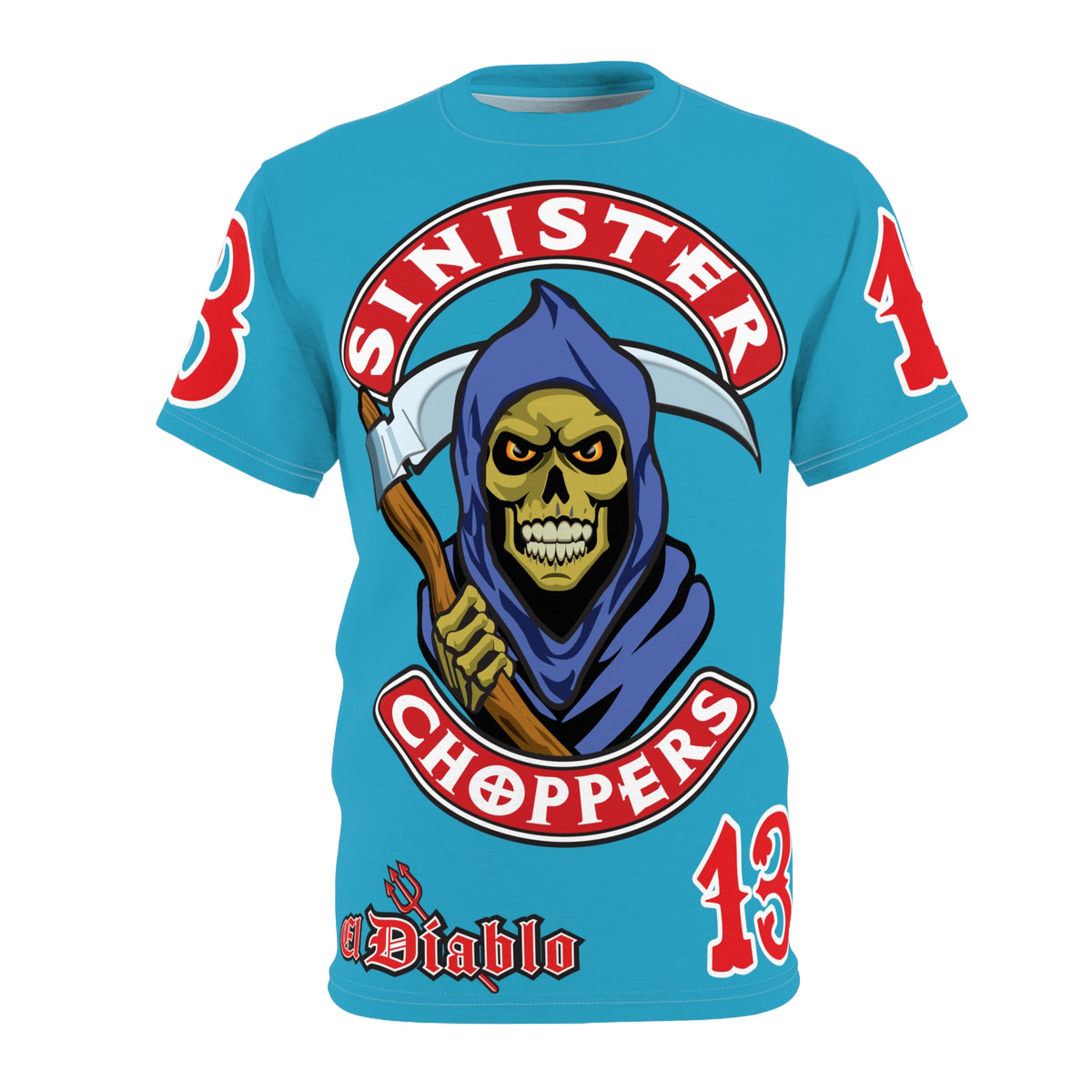 Sinister Choppers Reaper HiViz Super Tee - Unisex Skull Design for Bikers