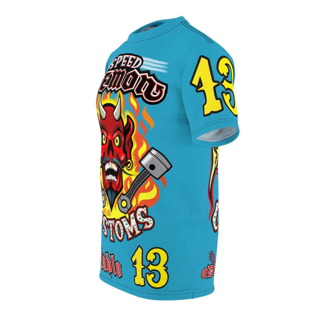 Speed Demon Custom Hell Fire HiViz Unisex Tee - Bold Graphic Harley Enthusiast Super T