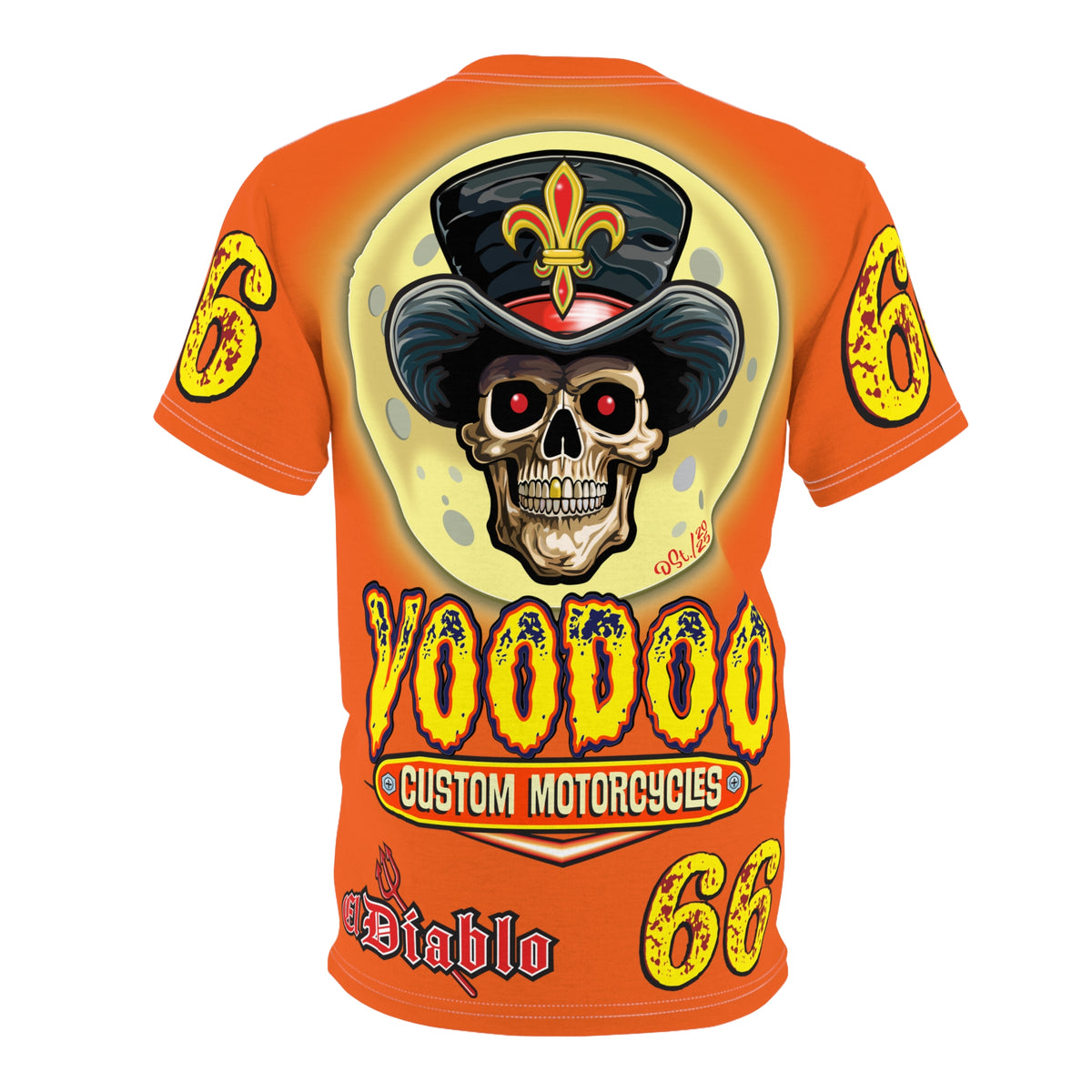 Voodoo Custom Motorcycles Unisex HiViz Tee, Edgy Graphic Shirt, Motorcycle Apparel, Skull T-Shirt, Perfect for Bikers