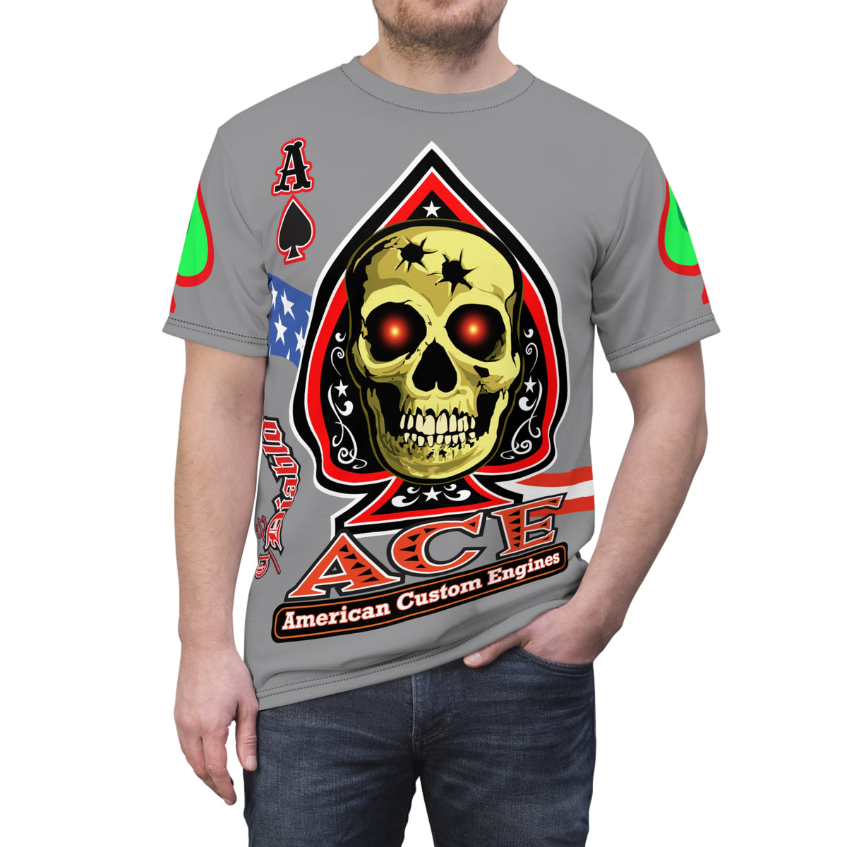 American Custom Engines ACE - Special Lumina Green  Ace of Spades Death Card High visibility Graphics