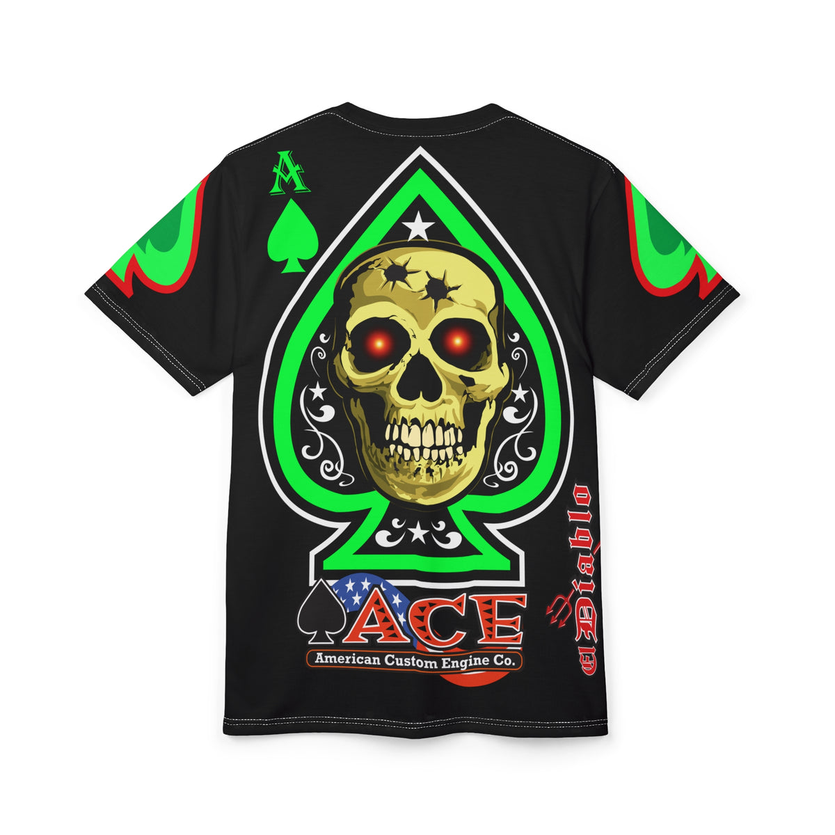 American Custom Engines ACE - Special Lumina Green  Ace of Spades Death Card High visibility Graphics