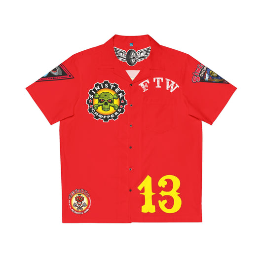 Big Bopper Sinister Choppers Men's Hawaiian Shirt - Big Biker's High Comfort Loose Fit Shirt for Riding & Partying - Sizes to 5XL