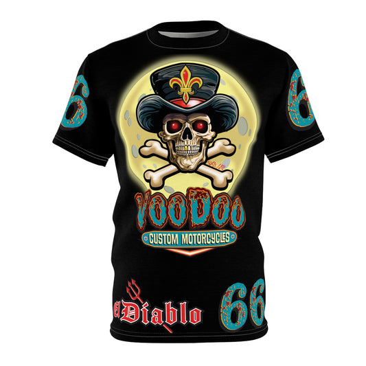 Voodoo Custom Motorcycles Unisex HiViz Tee, Edgy Graphic Shirt, Motorcycle Apparel, Skull T-Shirt, Perfect for Bikers