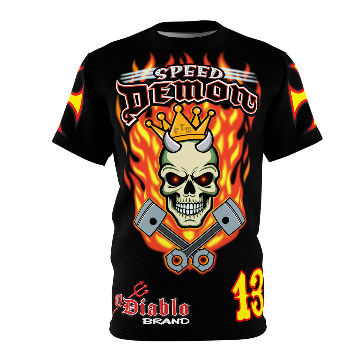Speed Demon King of Speed Super Tee- Edgy Skull Flame Design for Bikers & Rebels