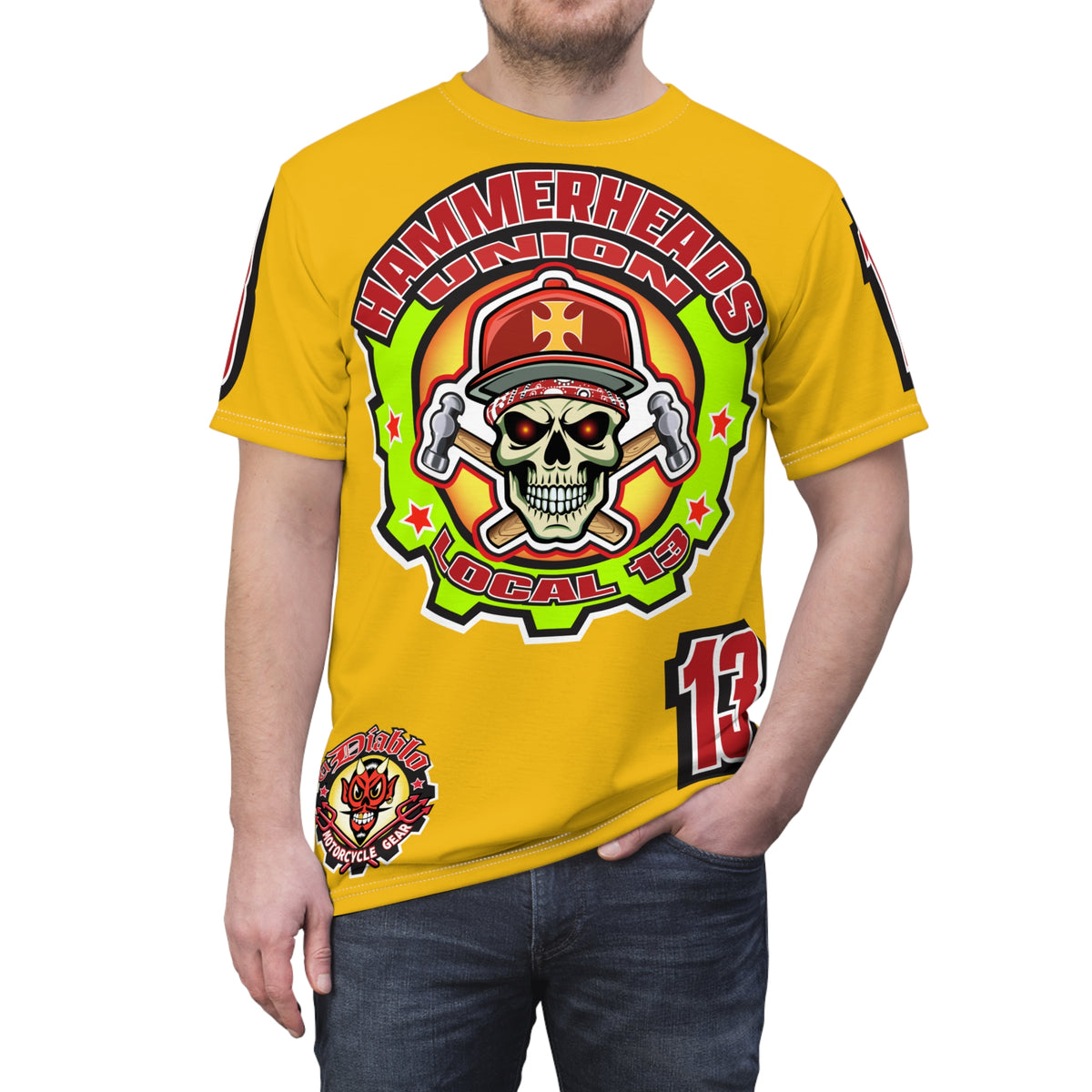 Hammerheads Union Local 13 HiViz Super Tee - Rough Tough Bad Attitude Motorcycle Riding Tee