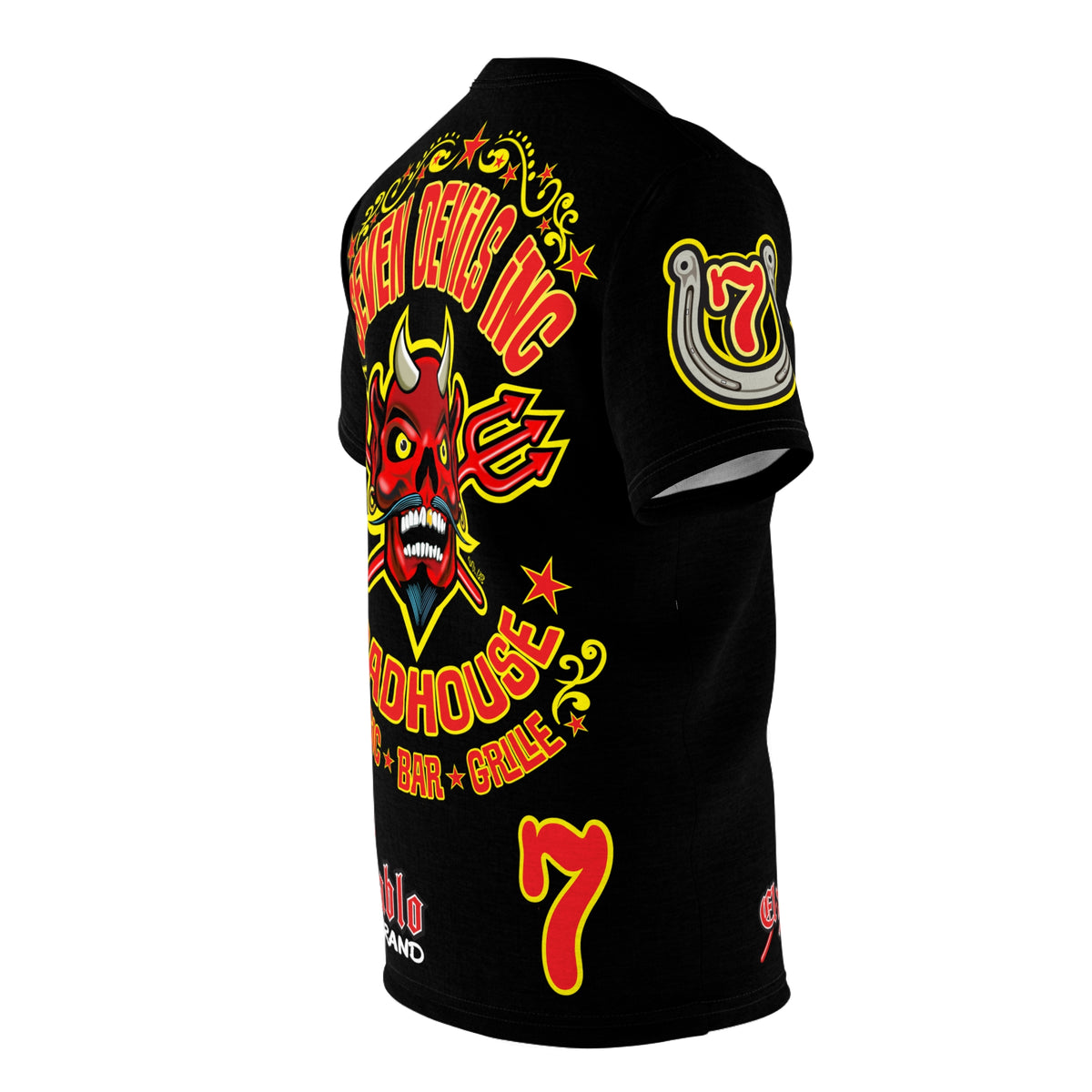 SRT Seven Devils RoadHouse Custom Super Riding Tee - Retro Devil Style Graphic Style