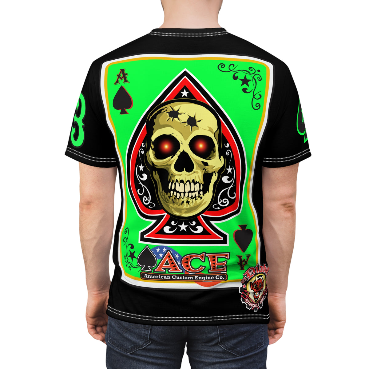 American Custom Engines ACE - Super HiViz Ace of Spades Lumina Green Back Graphics