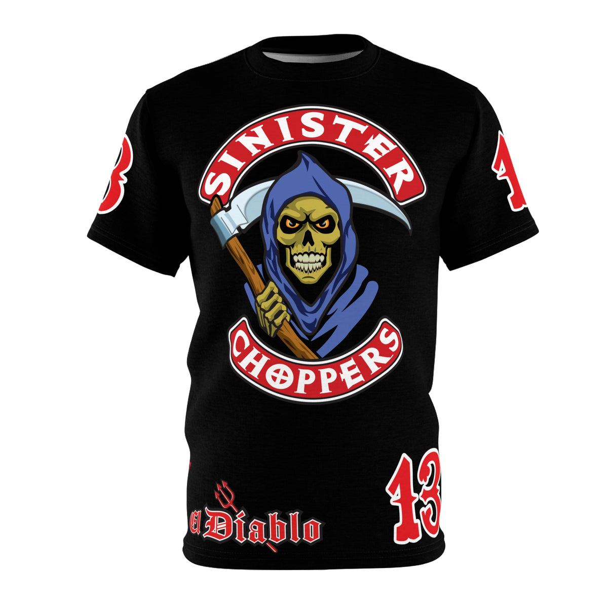 Sinister Choppers Reaper HiViz Super Tee - Spectacular Skull Design for Bikers