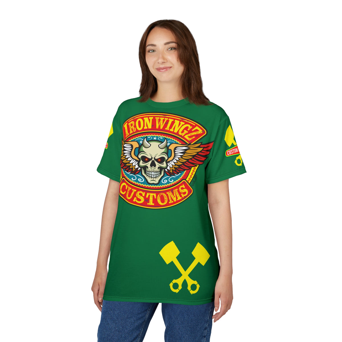 Iron Wingz Garage HiViz Super Tee, Rockabilly Style Shirt, Badass Fashion Top, Perfect Gift for Bikers