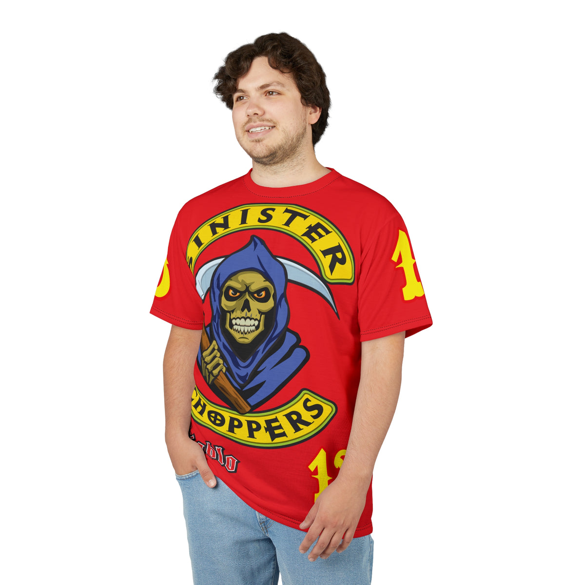 Sinister Choppers Reaper HiViz Super Tee - Unisex Skull Design for Bikers