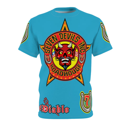Seven Devils Inc. Roadhouse  Graphic Tee - Custom Motorcycle Riding Super Tee, Edgy Streetwear Perfect Fit & Comfort Biker Wear