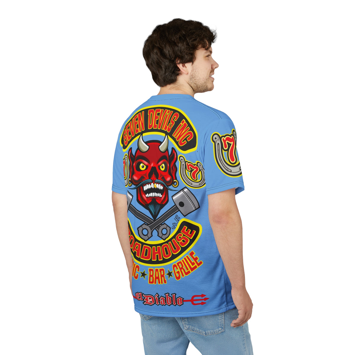 Seven Devils Inc. Roadhouse HiViz Design, Edgy Biker Shirt, Special Motorcycle Riding Gear, Seven Devils Inc.