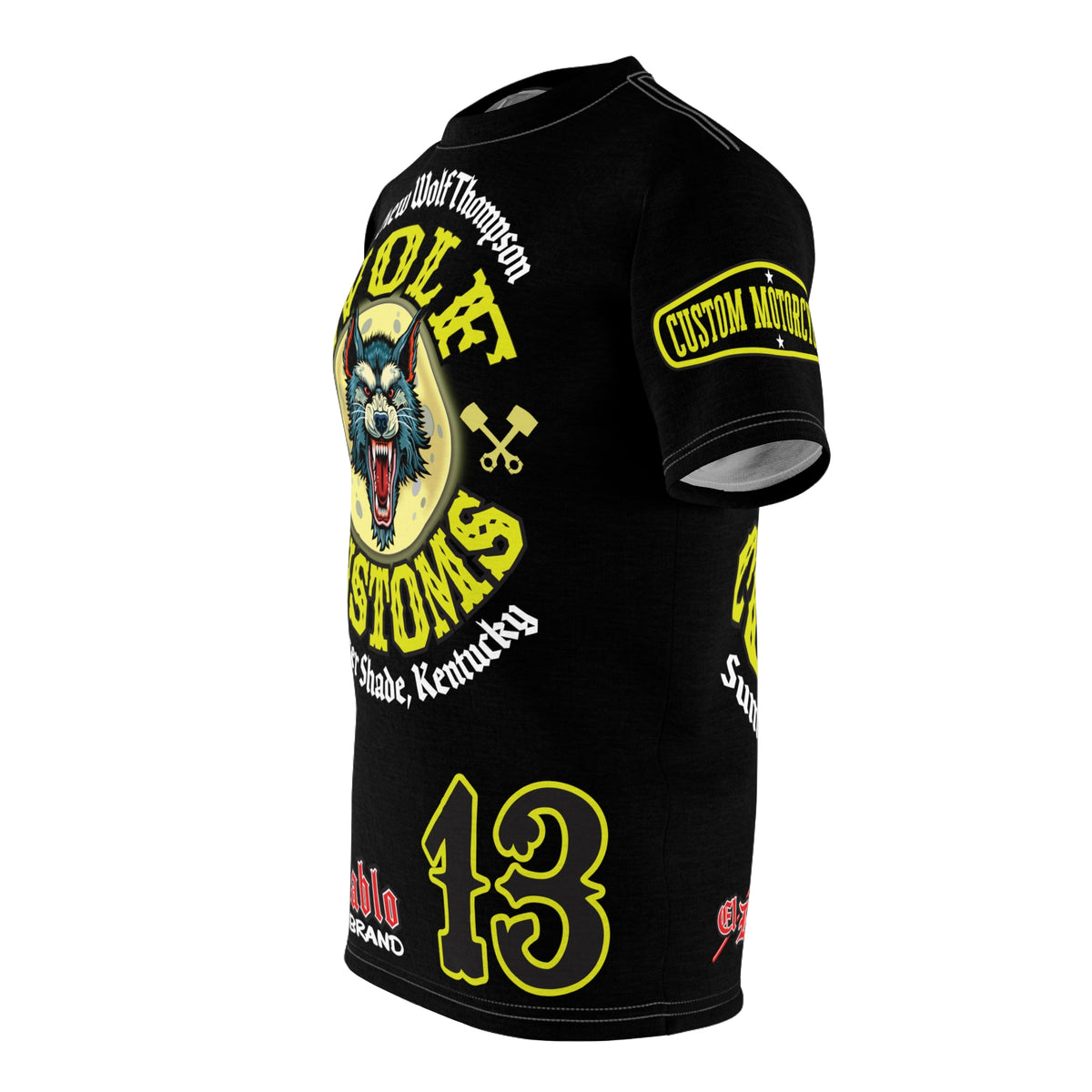 MWT Wolf Customs 13 Black & XL Graphics- Super Riding Tee — Retro Motorcycle Club Shirt, The Best Biker Riding Tee EVER !!!