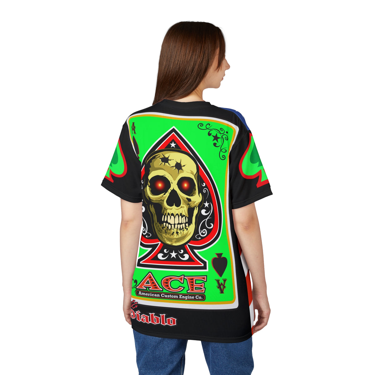 American Custom Engines ACE Americana Cut - Special Lumina Green  Ace of Spades Death Card High visibility Graphics