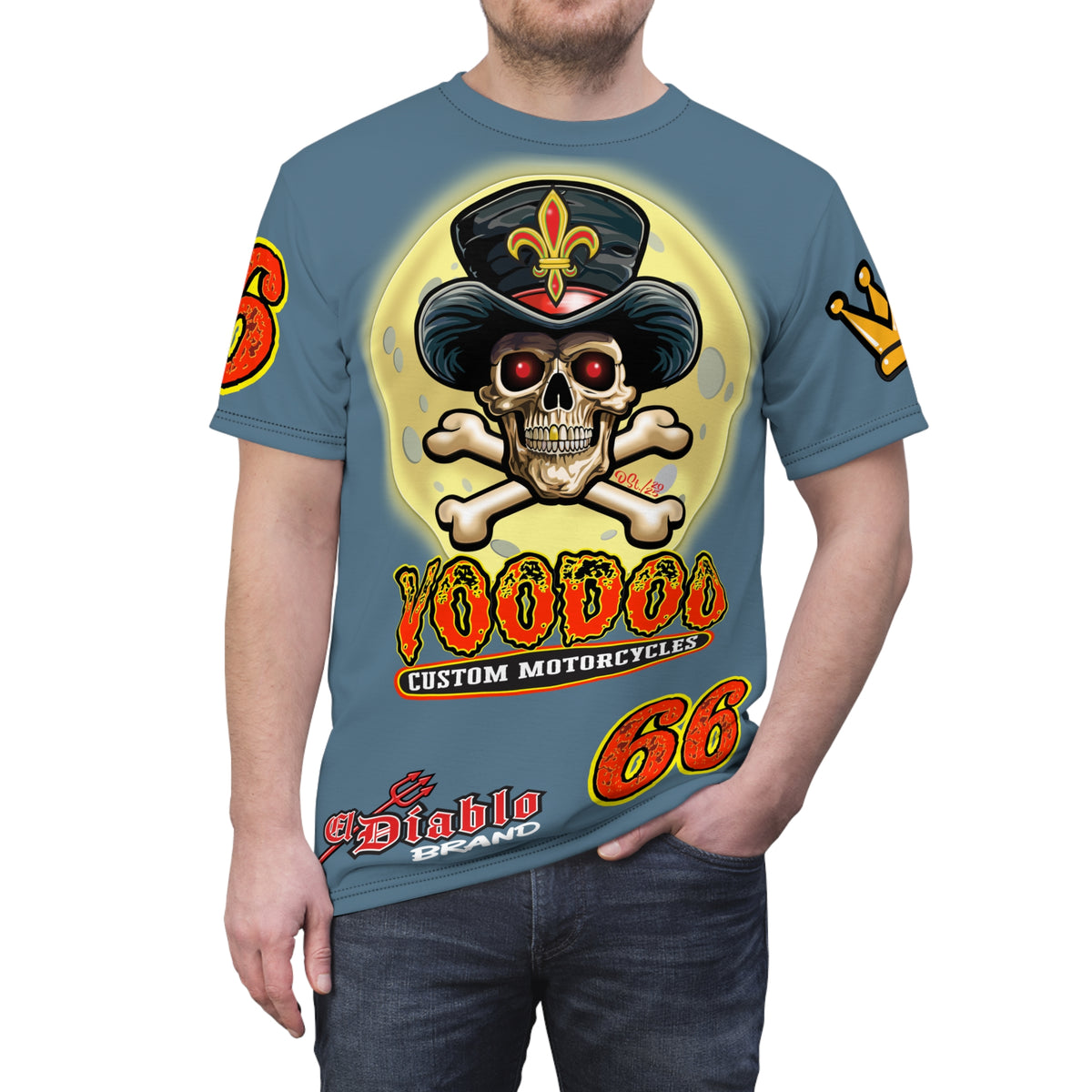 VooDoo Custom Motorcycles  Route 66 Unisex Super Tee - High Performance Riding Gear