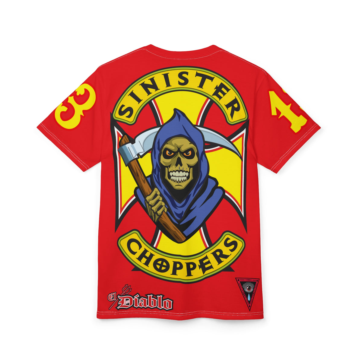 Sinister Choppers Reaper HiViz Super Tee - Unisex Skull Design for Bikers