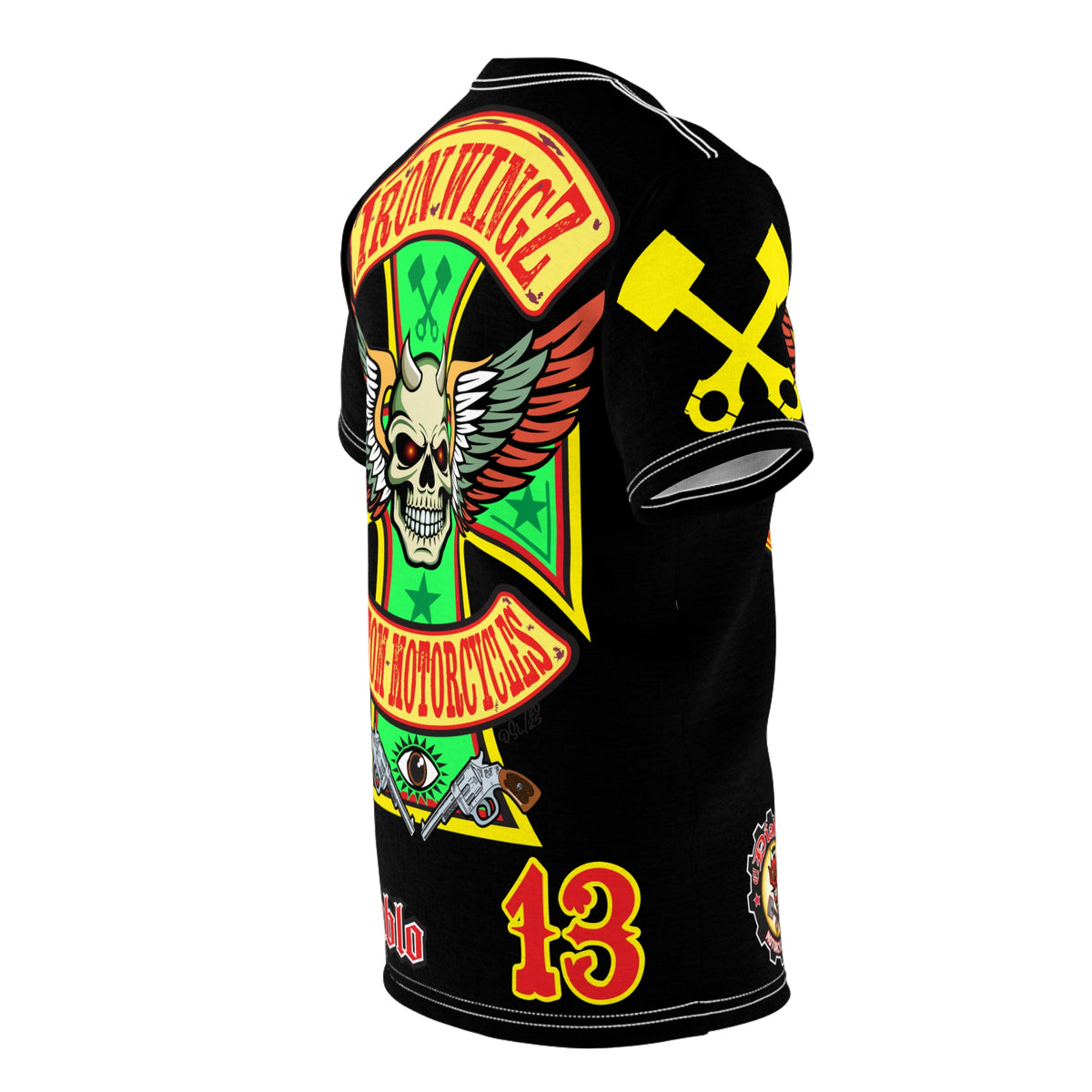 Iron WingZ Customs HIviz Graphic Super Tee, Edgy Streetwear, Customized Apparel, Gift for Bikers