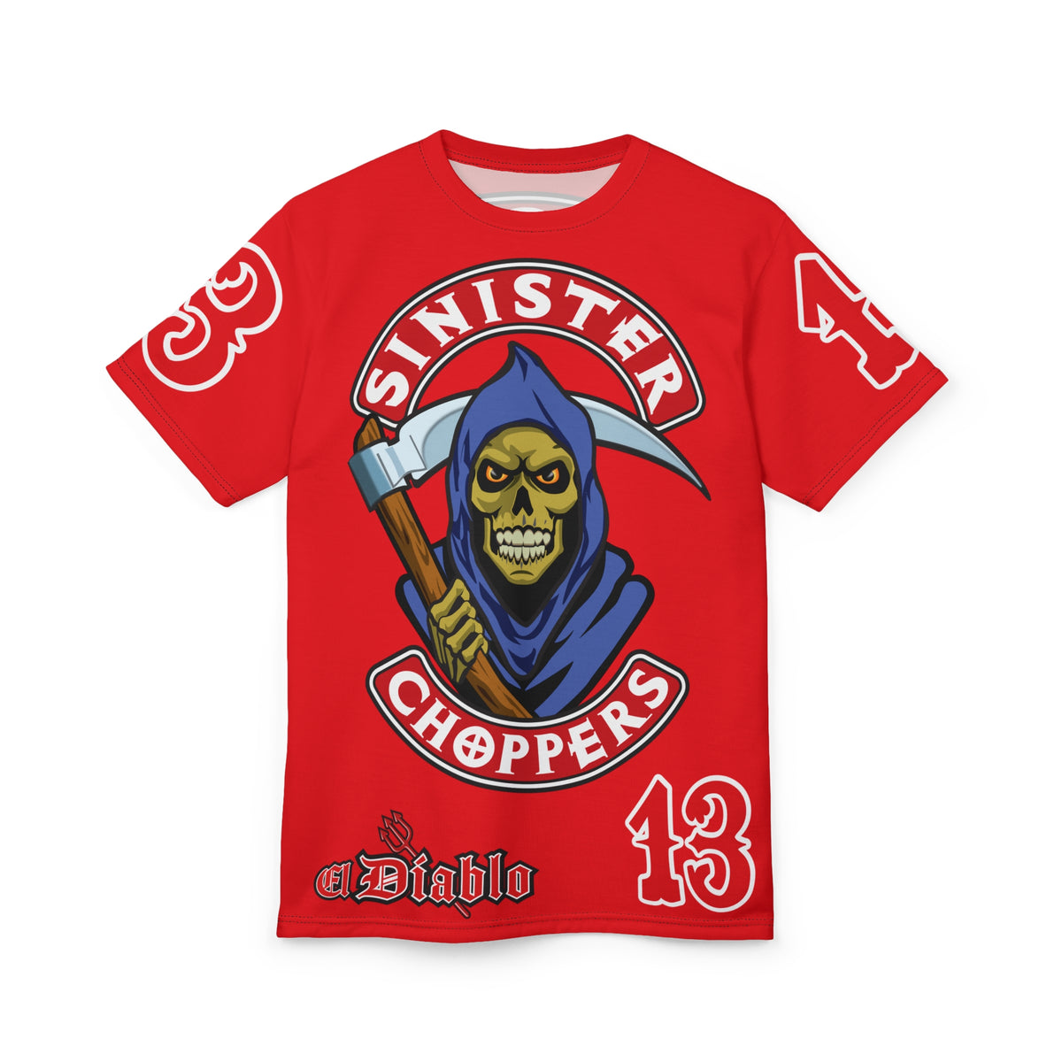 Sinister Choppers Reaper HiViz Super Tee - Unisex Skull Design for Bikers