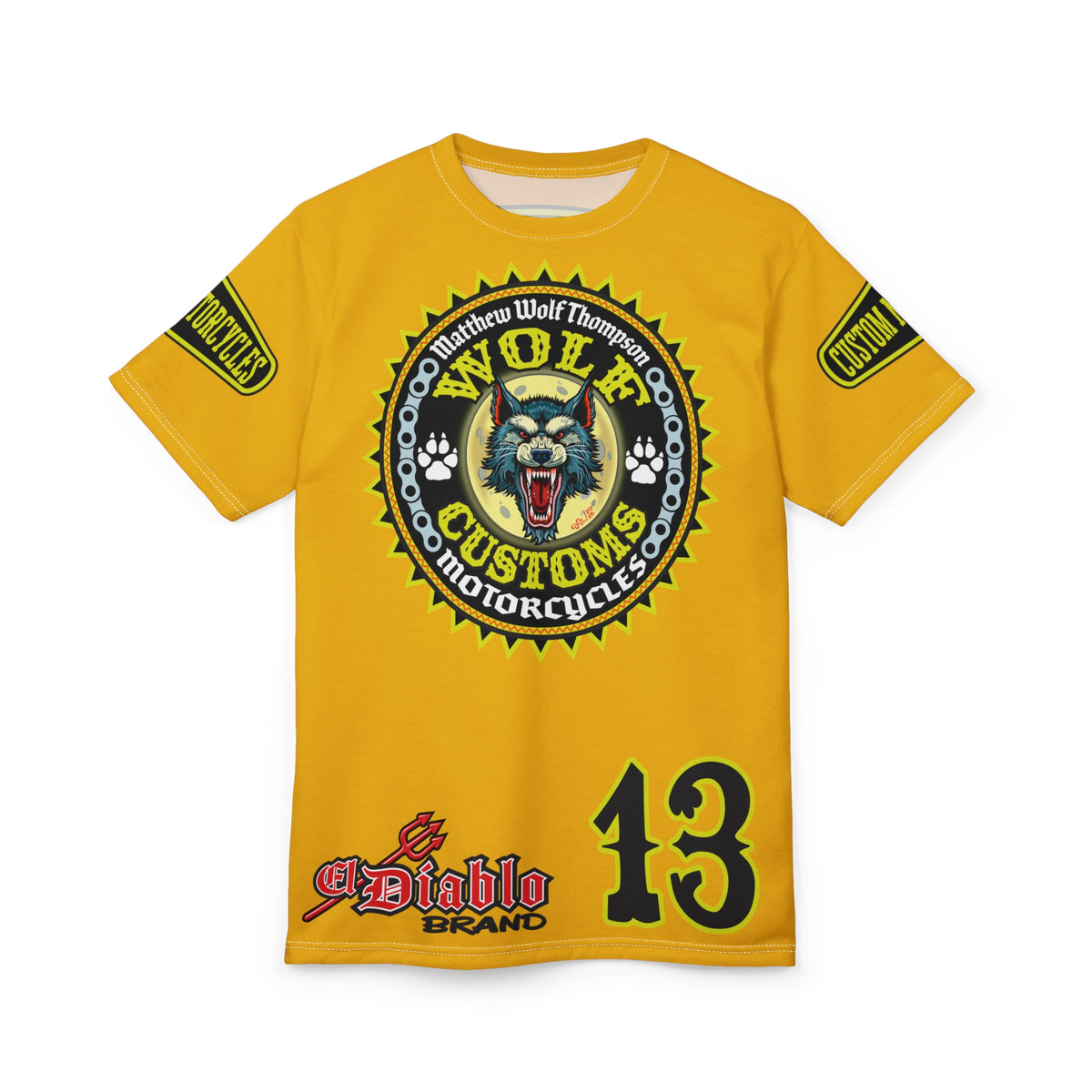 MWT Wolf Customs with XL HiViZ Graphics Super Tee —  The Best Biker Riding Tee EVER !!!