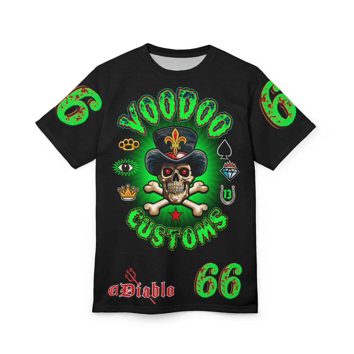 Voodoo Custom Motorcycles HiViZ Route 66 Super Tee, Specially Designed for visibility and riding comfort, Badazz Graphic T-Shirt,